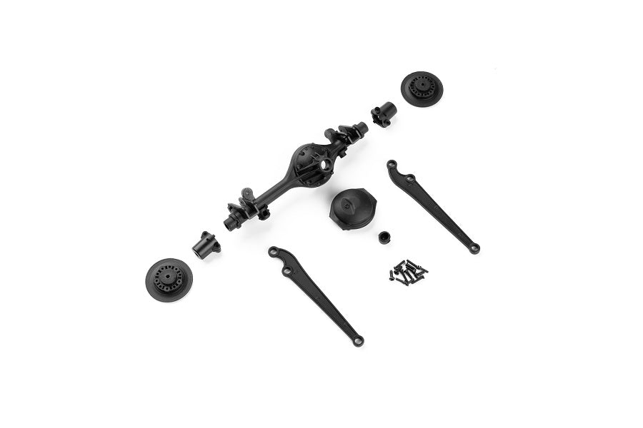 1:12 scale Jimny rear axle plastic parts including screws and connectors