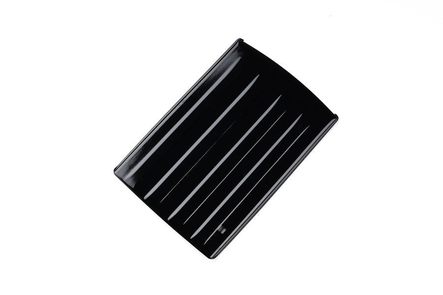 Black ribbed serving platter for food presentation